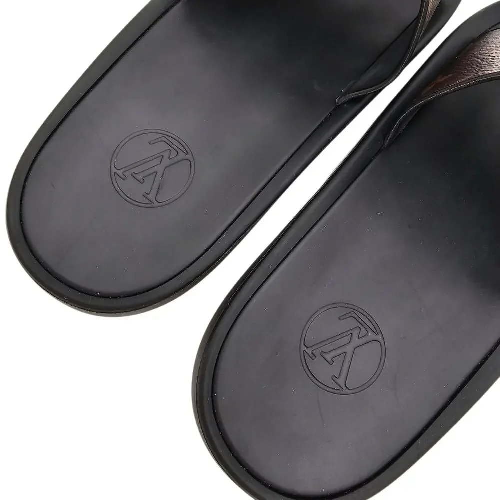 Louis Vuitton Sunbath Slide Sandal Flat Gold Brown Monogram Canvas Size 37 US 7 - Picture 9 of 10